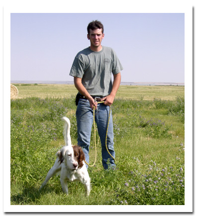 Jimmy checkcording an English Setter